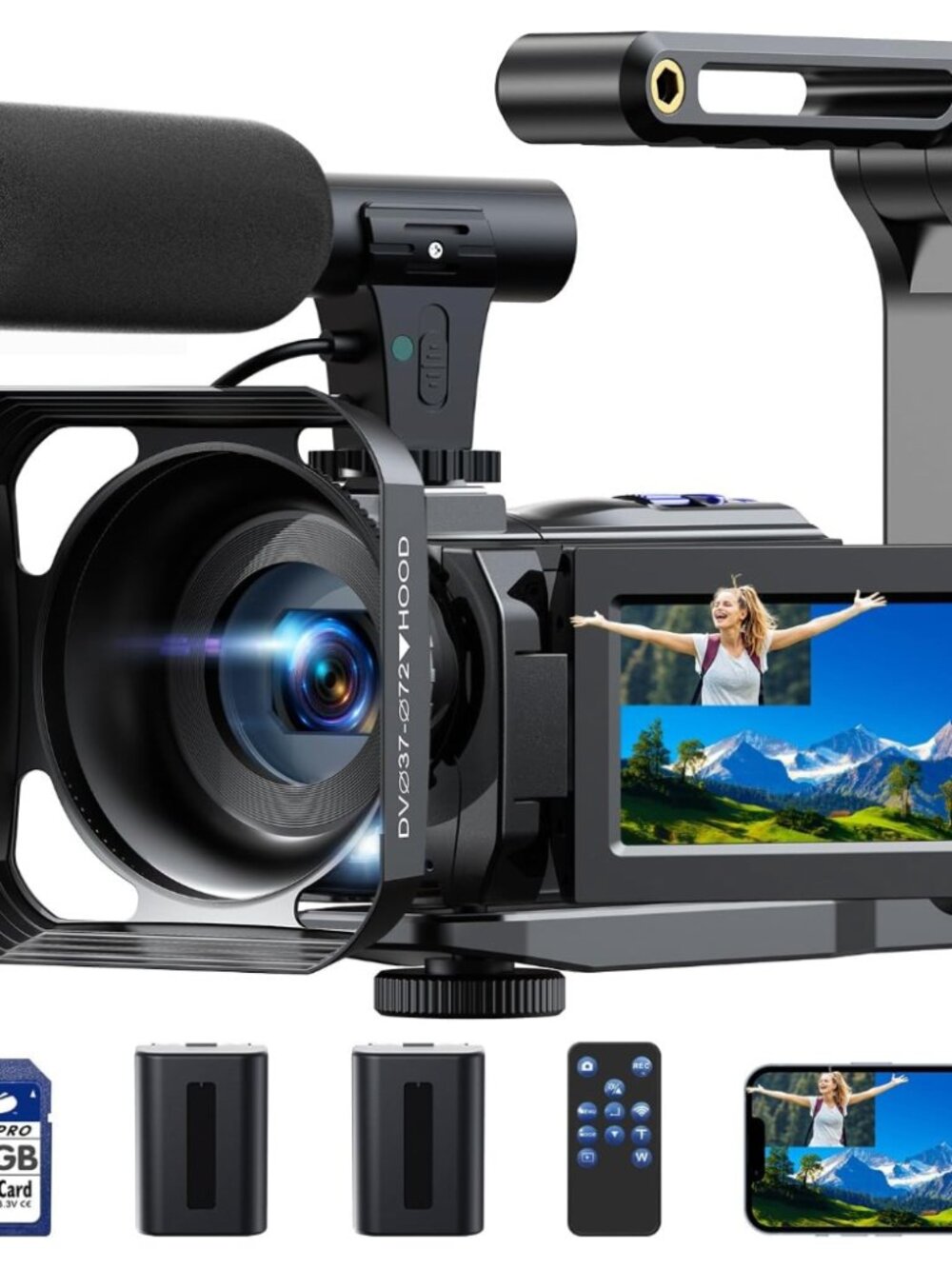 Firefoto 5K Ultra HD 56MP Handheld Camcorder Dual Lens 3" Screen Tripod AC09